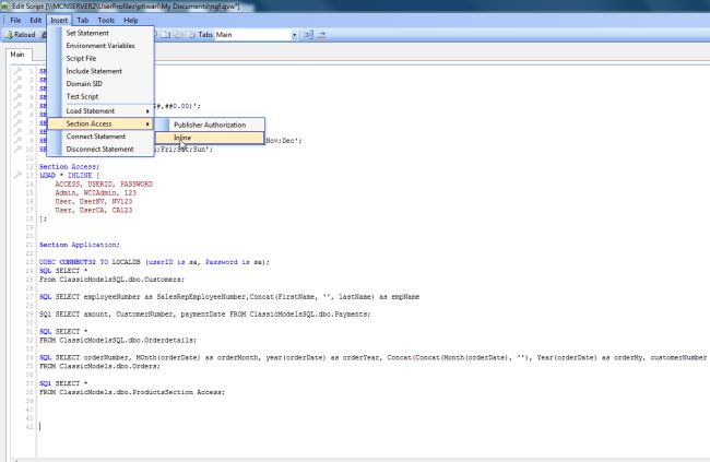 Open the inline window